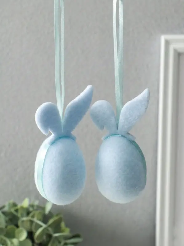 Подвески декоративные "Яйца с заичьими ушками" набор 2 шт голубой 3,5х4х9 см