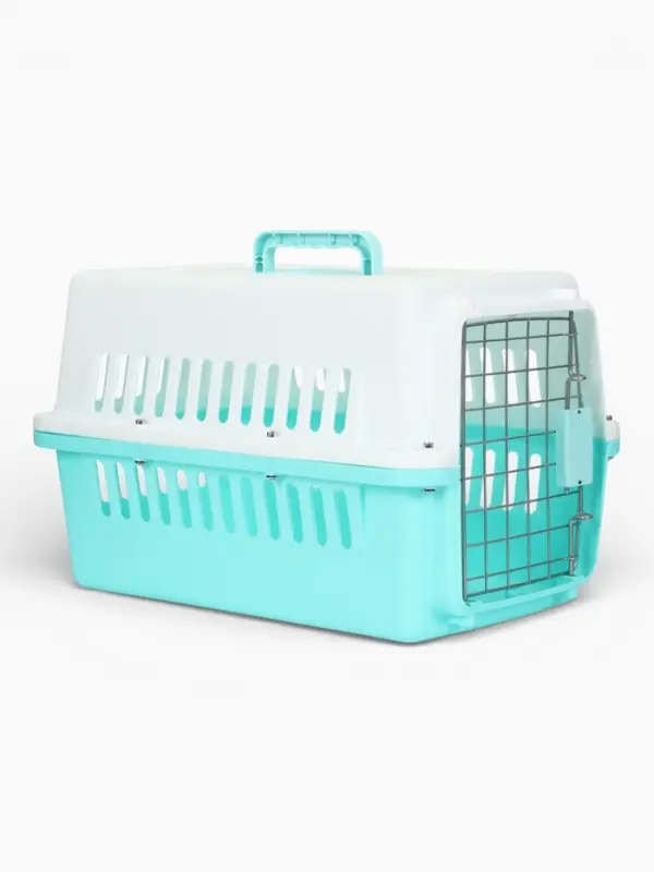 Переноска для животных, 49&times;31&times;31 см, с металлической дверью, пластик, бирюзовая