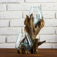 Вазон стекло на дереве "Двойное великолепие" 40х24х17 см