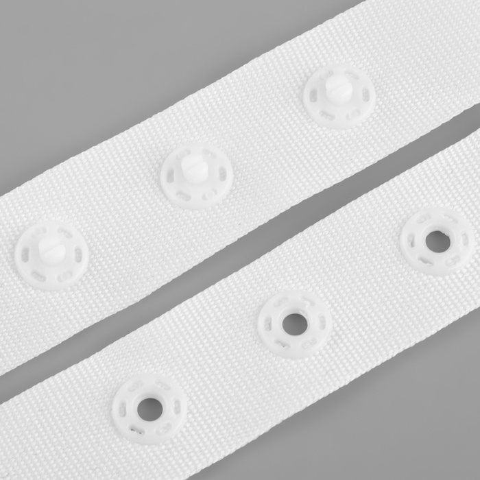 Застёжка для боди, d = 8 мм, 1,8 &times; 7 см, 20 шт, цвет белый