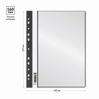 Папка с 10 вкладышами А4, 160 мкм, Calligrata, с перфорацией, чёрная