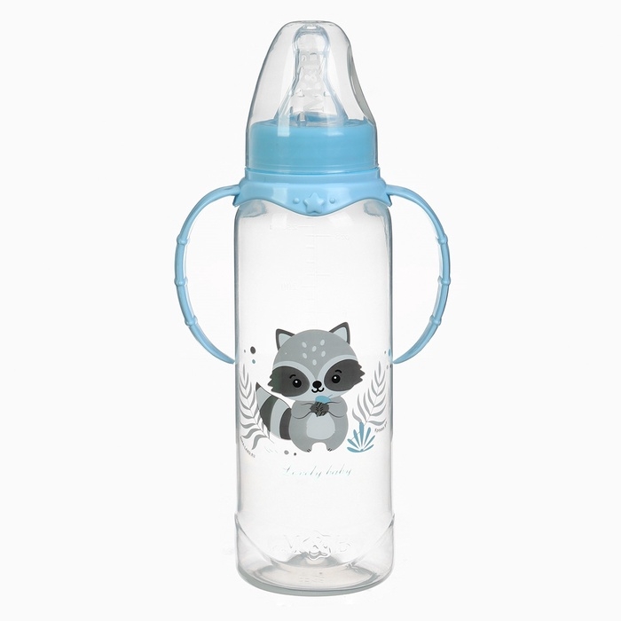 Бутылочка для кормления &laquo;Lovely baby&raquo; 250 мл, цилиндр, с ручками, цвет голубой