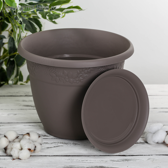 Горшок с поддоном &laquo;Рябина&raquo;, 22 л, цвет серый
