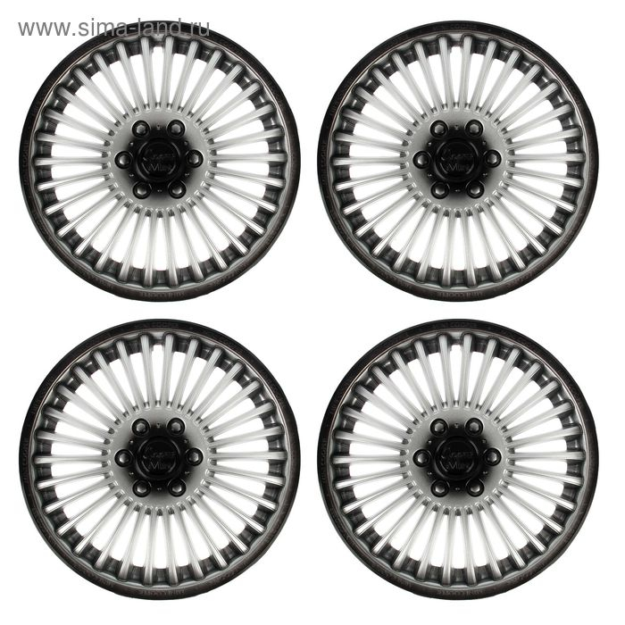 Колпаки колесные R13 "МИНИ-КУПЕР", серебристо-черный, набор 4 шт