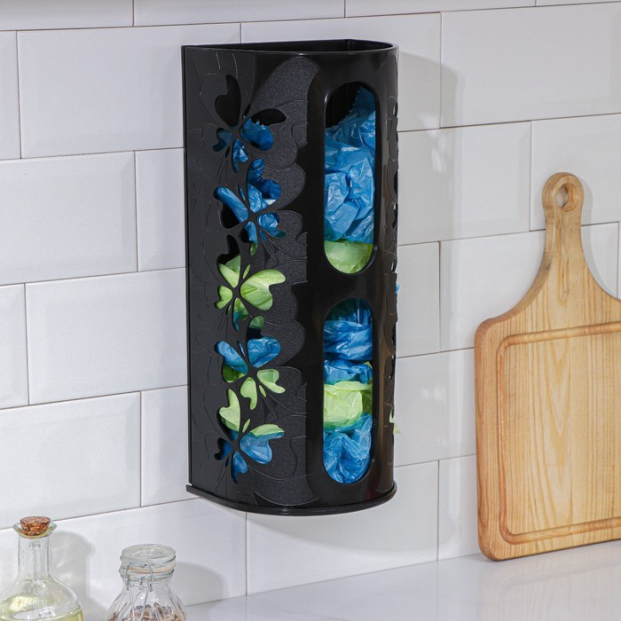 Корзина для пакетов Fly, 16,8×13,3×37,5 см, цвет чёрный Корзина для пакетов Fly, 16,8×13,3×37,5 см, цвет чёрный