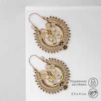 Серьги металл &laquo;Восток&raquo; узор в капле, цвет чернёное золото