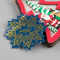 Ёлочная игрушка &laquo;Красная ёлочка с Дедом Морозом&raquo;, от батареек, свечение тёплое белое