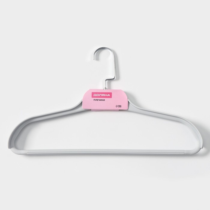 Плечики - вешалка для одежды Доляна, 41,5&times;24 см, широкие плечики, с перекладиной, цвет серый