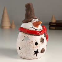 Подсвечник керамика на 1 свечу "Пухлый снеговичок со звёздочками" 8,9х10,2х16,3 см Подсвечник керамика на 1 свечу "Пухлый снеговичок со звёздочками" 8,9х10,2х16,3 см