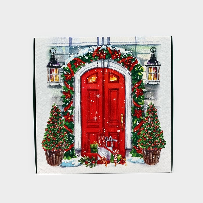 Подарочная коробка новогодняя складная &laquo;Уютный Новый год&raquo;, 26 &times; 26 &times; 8 см