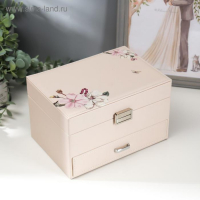 Шкатулка кожзам для украшений "Яблочный цвет" молочная 14х16х22,5 см Шкатулка кожзам для украшений "Яблочный цвет" молочная 14х16х22,5 см