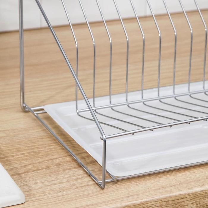 Сушилка для посуды с поддоном, 38&times;24&times;38 см, цвет хром