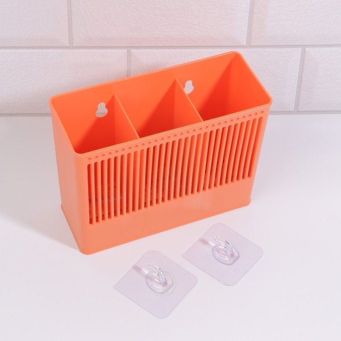 Органайзер для хранения «Classic», навесной, 3 секции, с клеевой основой, 18,5 × 14,3 × 7,5 см, цвет МИКС Органайзер для хранения «Classic», навесной, 3 секции, с клеевой основой, 18,5 × 14,3 × 7,5 см, цвет МИКС