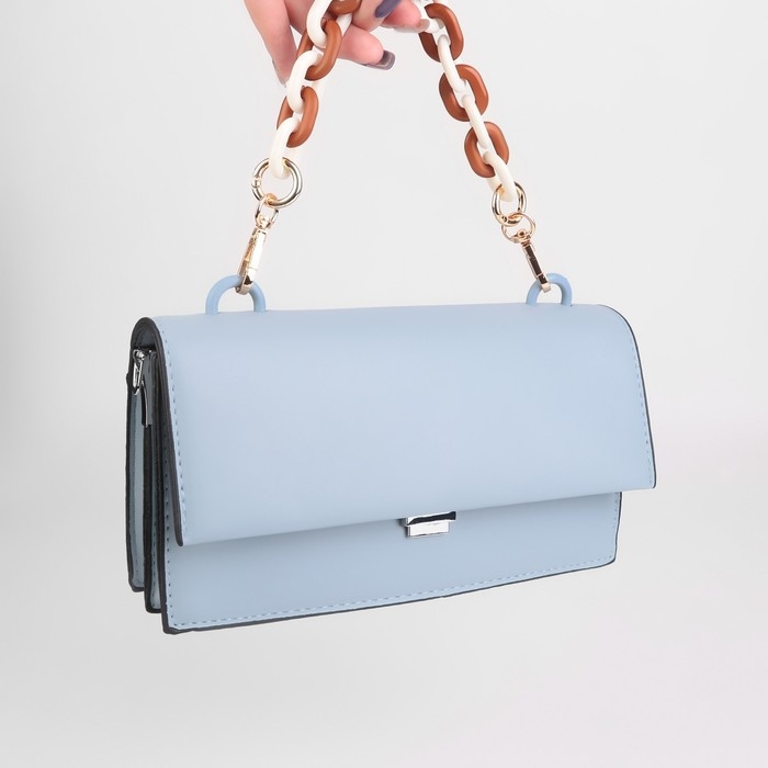 Цепочка для сумки, пластиковая, с карабинами, 24 &times; 18 мм, 30 см, цвет коричневый/белый/золотой