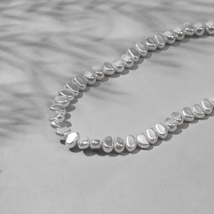 Бусины пластиковые на нити &laquo;Жемчуг&raquo; 0,9&times;0,6&times;0,4 см, (набор 160 шт.), цвет белый