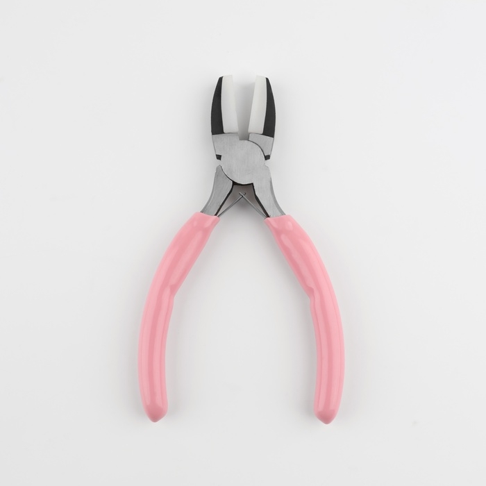 Плоскогубцы с нейлоновыми насадками, для рукоделия, 14 &times; 6,5 см, цвет серебряный/розовый