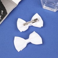 Зажим для волос "Бантик Вивиан" (набор 2 шт) классик, 7 см, белый