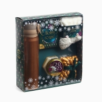 Подарочный набор «Веселья в новом году»: чай со вкусом тропические фрукты 50 г., крем-мед с черникой 120 г., носки р-р: 36–39, термос 500 мл. Подарочный набор «Веселья в новом году»: чай со вкусом тропические фрукты 50 г., крем-мед с черникой 120 г., носки р-р: 36–39, термос 500 мл.