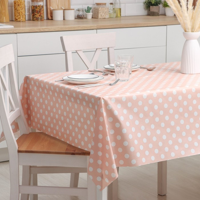 Клеёнка на стол на нетканой основе Доляна &laquo;Горошек&raquo;, ширина 140 см, рулон 20 м