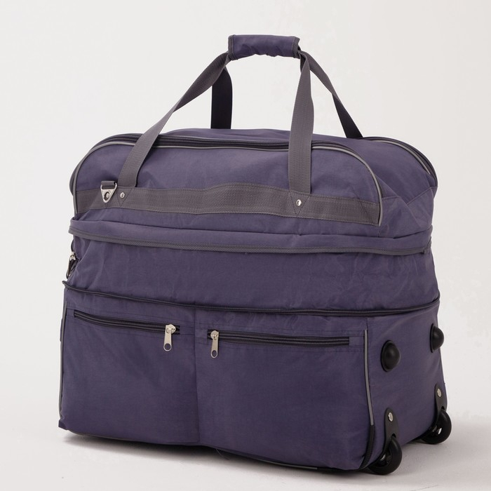 Сумка дорожная на колёсах, отдел на молнии, с увеличением, 2 наружных кармана, длинный ремень, цвет серый Сумка дорожная на колёсах, отдел на молнии, с увеличением, 2 наружных кармана, длинный ремень, цвет серый