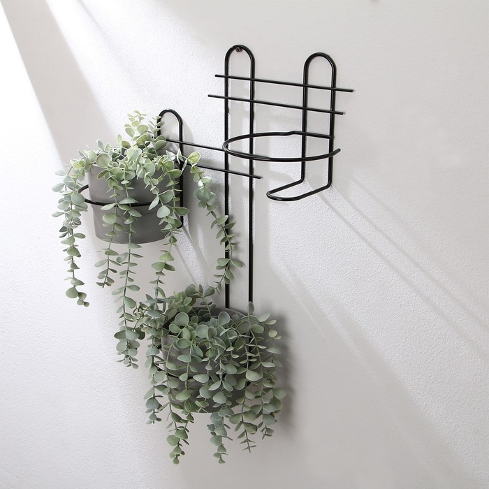 Подвес для кашпо настенный &laquo;Прямая-3&raquo;, d = 16 см, чёрный