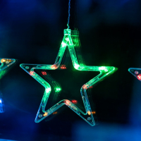 Гирлянда &laquo;Бахрома&raquo; 2.4 &times; 0.9 м с насадками &laquo;Звёзды&raquo;, IP20, прозрачная нить, 138 LED, свечение мульти, 8 режимов, 220 В