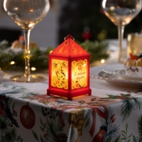 Светодиодная фигура &laquo;Красный фонарь со снегирями&raquo; 6.3 &times; 12 &times; 6.3 см, пластик, батарейки AG13х3 (в комплекте), свечение тёплое белое