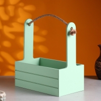 Кашпо деревянное 25.5&times;15&times;30 см "Аром", ручка канат, Оливковый