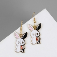 Серьги &laquo;Зайчики&raquo; скелеты, рентген, цветные в золоте