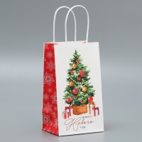 Пакет подарочный новогодний крафтовый &laquo;Уют в доме&raquo;, 12 х 21 х 9 см, Новый год