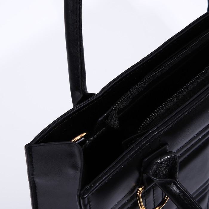 Сумка женская тоут на молнии, цвет чёрный