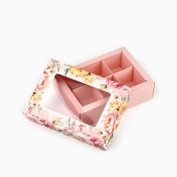 Коробка складная под 6 конфет &laquo;Цветы&raquo;, 13,5 х 9,8 х 3,8 см