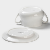 Бульонница фарфоровая Magistro &laquo;Бланш&raquo;, 2 предмета: бульонница 450 мл, блюдце d=15,7 см, цвет белый