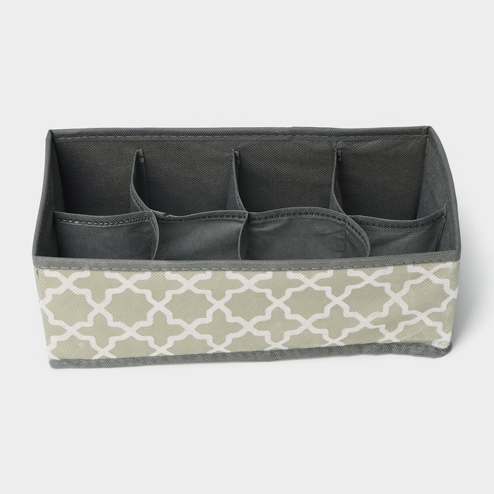 Органайзер для хранения белья &laquo;Гранж&raquo;, 8 ячеек, 28&times;15&times;13 см, цвет серый