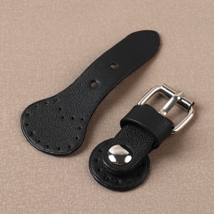 Застёжка для сумки на кнопке, 8 &times; 3 см, цвет чёрный