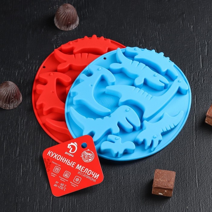 Форма для шоколада Доляна &laquo;Дино&raquo;, силикон, 16,5&times;14&times;1 см, 7 ячеек, цвет МИКС