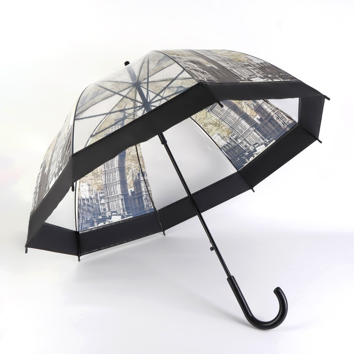 Зонт - трость полуавтоматический «Города», 8 спиц, R = 40/60 см, D = 120 см, рисунок МИКС Зонт - трость полуавтоматический «Города», 8 спиц, R = 40/60 см, D = 120 см, рисунок МИКС