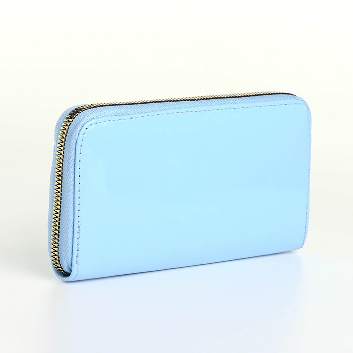 Кошелёк женский на молнии, лакированный, цвет голубой Кошелёк женский на молнии, лакированный, цвет голубой