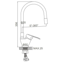 Смеситель для кухни Accoona A4844N, однорычажный, силиконовый излив, силумин, красный/хром