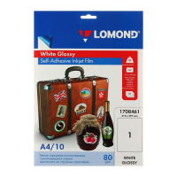 Плёнка самоклеящаяся для струйной печати А4 LOMOND, 80 г/м&sup2;, белая матовая, 10 листов (1708461)