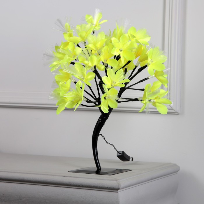 Светодиодный куст &laquo;Лилии жёлтые&raquo; 30 см, 32 LED, мигание, 220 В, свечение мульти (RG/RB)