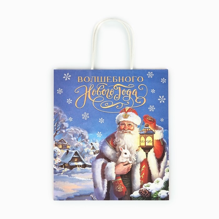 Пакет подарочный новогодний крафтовый &laquo;Яркого нового года&raquo;, 22 х 12 х 25 см , Новый год