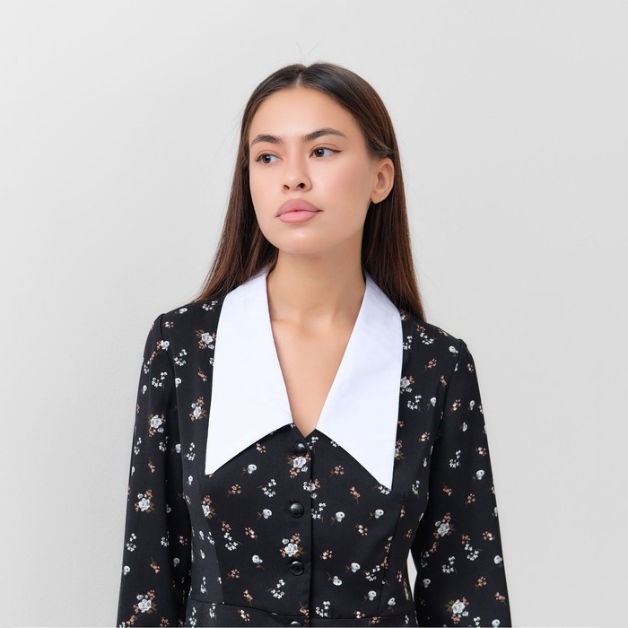 Платье женское с воротником MIST р. 46, черный Платье женское с воротником MIST р. 46, черный