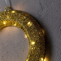 Светодиодная фигура &laquo;Венок&raquo; 30 см, металл, батарейки ААх3 (не в комплекте), свечение тёплое белое