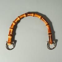 Ручка для сумки, бамбук, с полукольцами, 13,5 × 10,5 см, цвет бежевый/серебряный Ручка для сумки, бамбук, с полукольцами, 13,5 × 10,5 см, цвет бежевый/серебряный