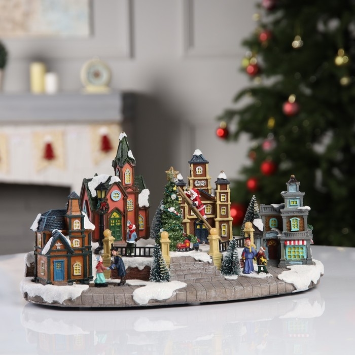 Светодиодная фигура «Рождественская площадь» 40 × 21 × 22 см, полистоун, батарейки ААх3 (не в комплекте), USB, свечение мульти Светодиодная фигура «Рождественская площадь» 40 × 21 × 22 см, полистоун, батарейки ААх3 (не в комплекте), USB, свечение мульти