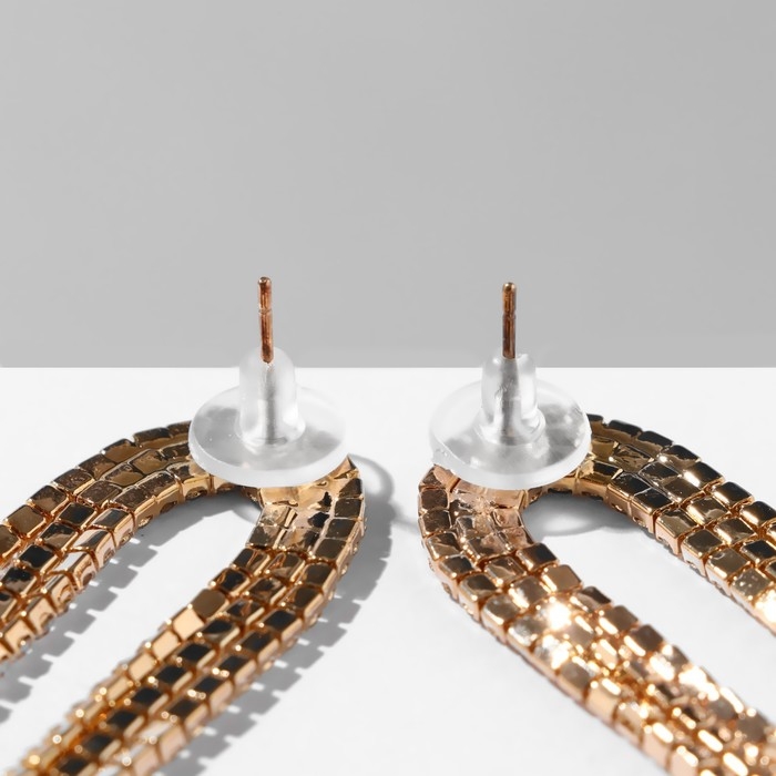 Серьги висячие со стразами &laquo;Голливуд&raquo; полукруг, 6 рядов, цвет белый в золоте, 19,5 см