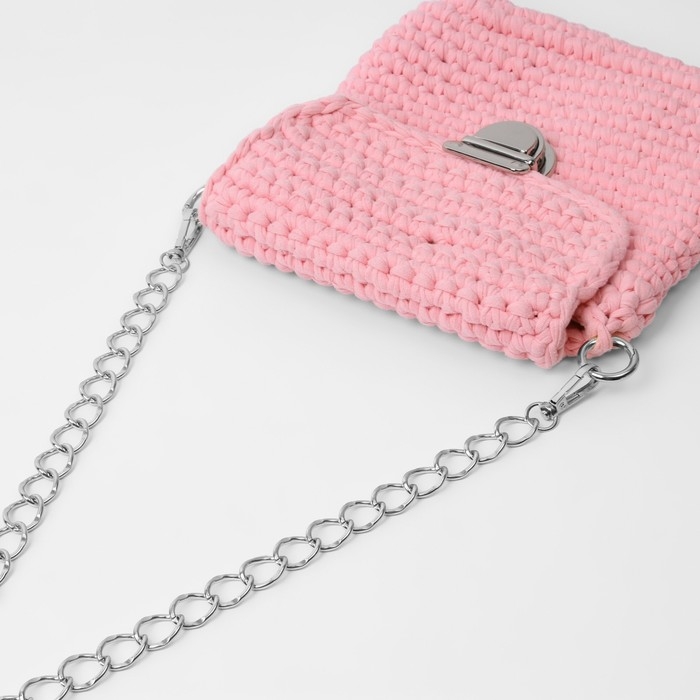 Цепочка для сумки, с карабинами, металлическая, 19 &times; 15 мм, 60 см, цвет серебряный