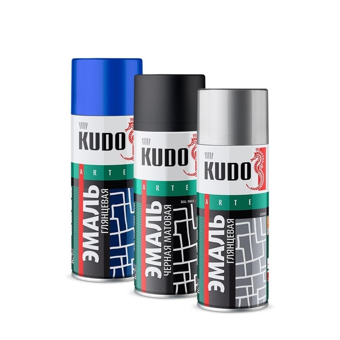Аэрозольная краска эмаль KUDO универсальная коричневая RAL 8017, 520 мл