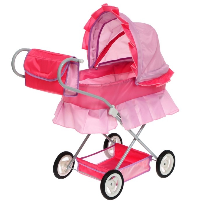 Коляска кукольная №11, цвет розовый с сиреневым